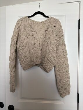 Free People Cutting Edge Cable Pullover - Cream